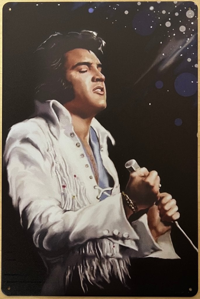 Elvis Presley wit pak reclamebord van metaal wandbord deco, Info@deconoord.nl, Deco Noord, Nieuw, Ophalen of Verzenden