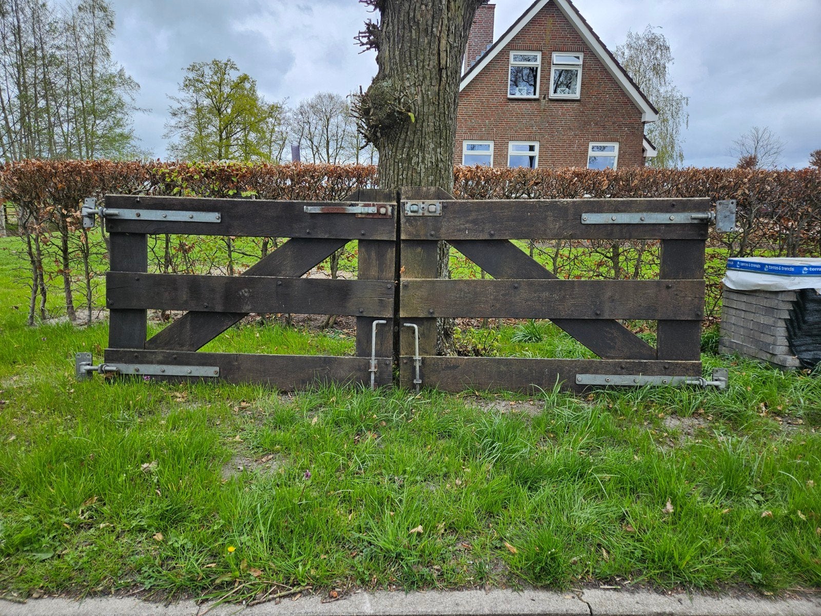 Landhek 3 x 1 meter met beslag, Ophalen, Met poort, Gebruikt, Tuinhek