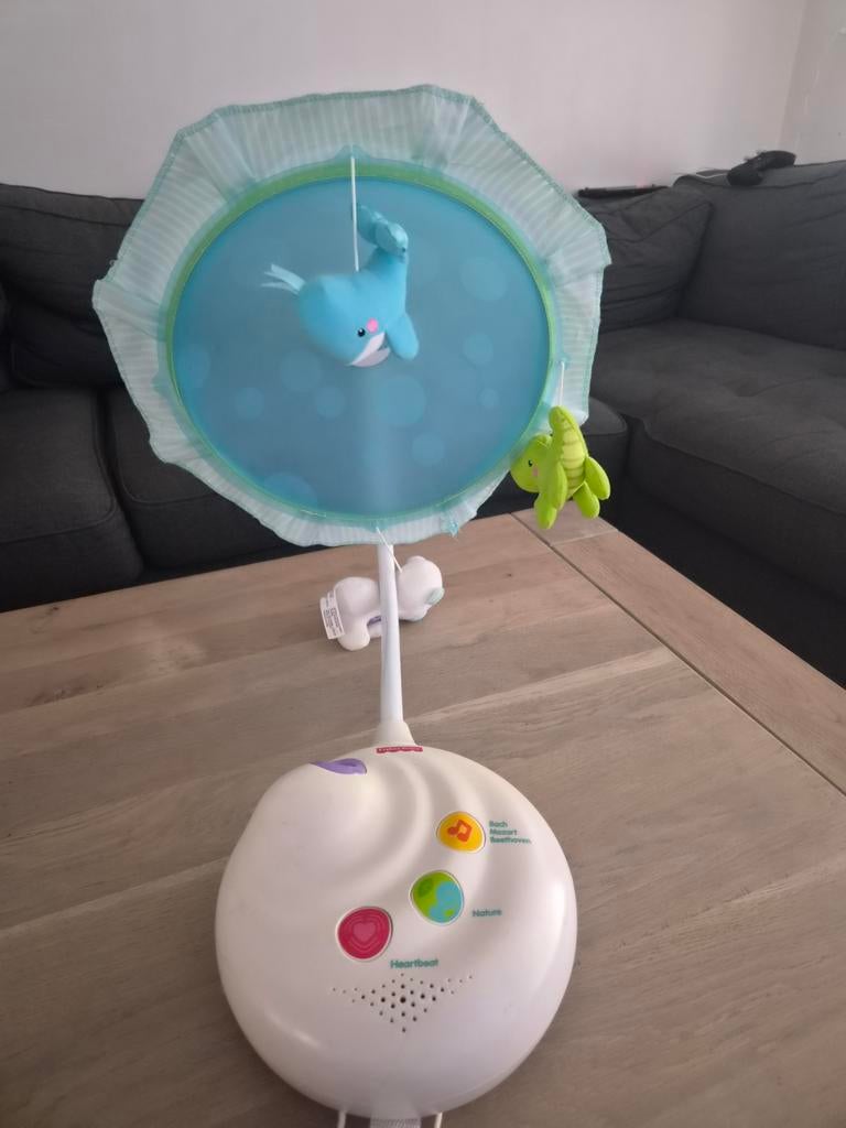 Muziekmobiel voor babybed/wieg met licht en geluid, Kinderen en Baby's, Ophalen, Gebruikt, Mobiel, Met licht