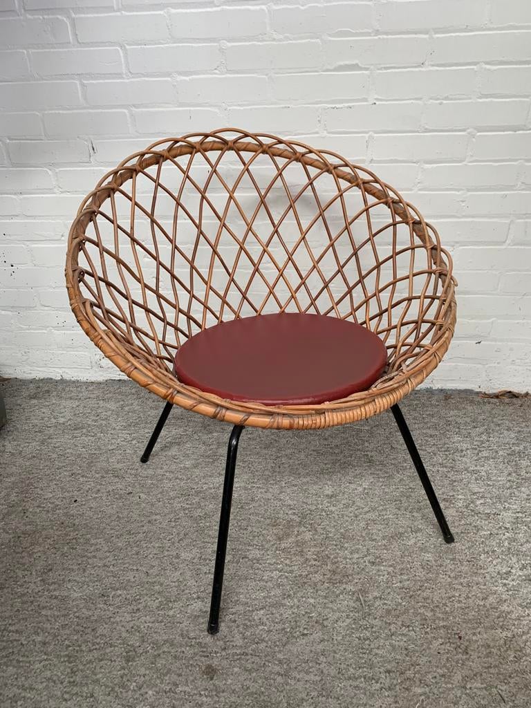 Rotan fauteuil Rohé Noordwolde uit de jaren 50., Huis en Inrichting, Fauteuils, Ophalen of Verzenden, Zo goed als nieuw, Minder dan 75 cm