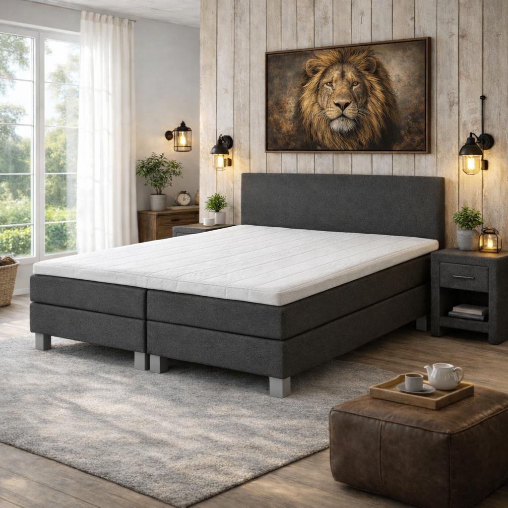 VOORDEELSET Boxspring 140/160/180 x 200 Grijs 10 stuks, Ophalen of Verzenden, 180 cm, 200 cm, Nieuw