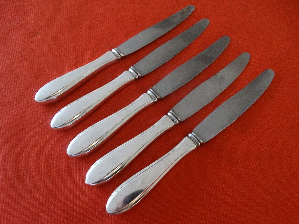 Vintage dessertmessen verzilverd H. Hooijkaas, Ophalen of Verzenden