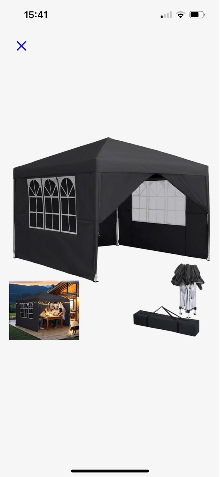 Partytent / Paviljoen Zwart - Inclusief Opbergzak 2,5x2,5 m, Tuin en Terras, Partytenten, Ophalen, Zo goed als nieuw, Minder dan 5 meter