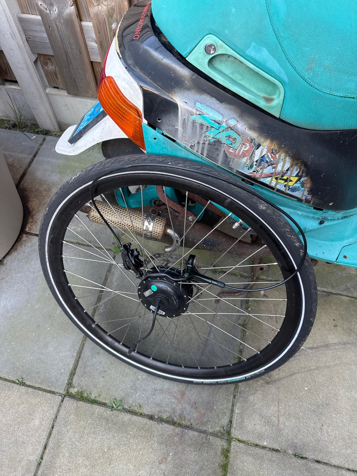 Elektrisch fietswiel met motor en schijfrem (Shimano), Fietsen en Brommers, Gebruikt, Ophalen of Verzenden, Aluminium, Elektrische fiets