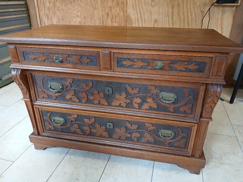 antieke / oude ladenkast, Huis en Inrichting, Kasten | Ladekasten, Ophalen, 100 tot 150 cm, Renaissance stijl, 3 of 4 laden