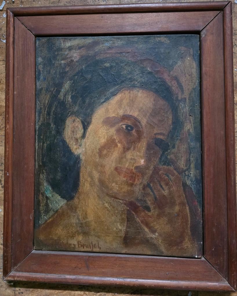 Karaktervol Portret - Olieverf op doek - Henk van Brussel, Ophalen of Verzenden