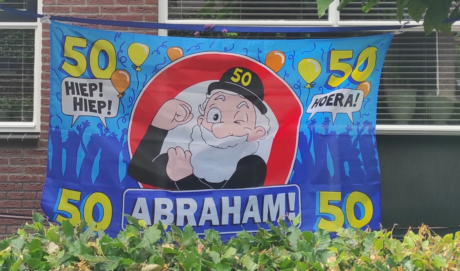 Abraham 50 gevel vlag, Ophalen of Verzenden, Zo goed als nieuw