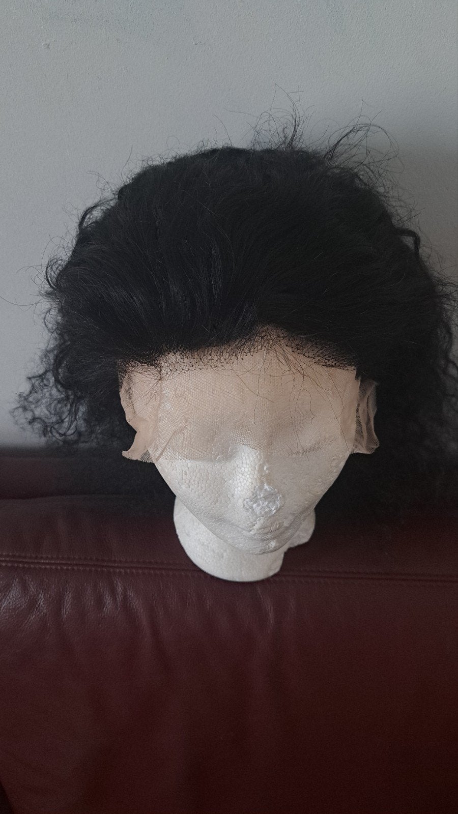 Human Curly Water Wave Pruik 16 inch, Ophalen of Verzenden, Zo goed als nieuw, Pruik of Haarverlenging
