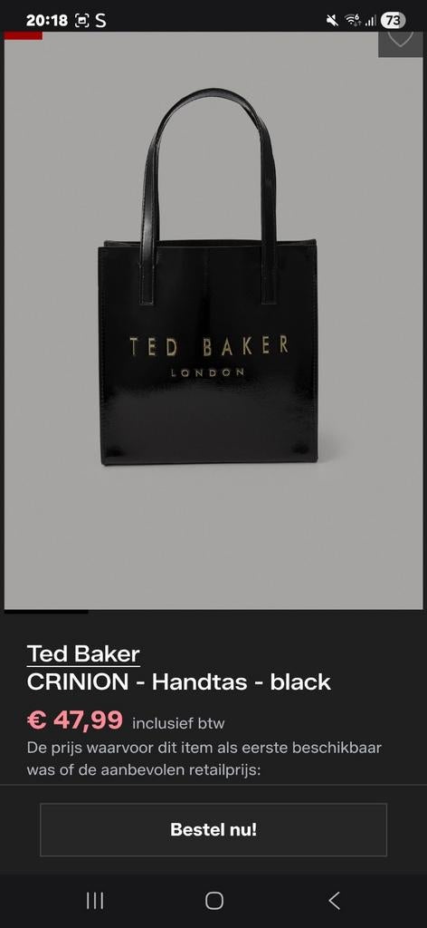 Dames tas Ted baker Londen  [Nieuw ], Ophalen of Verzenden, Nieuw, Zwart, Handtas