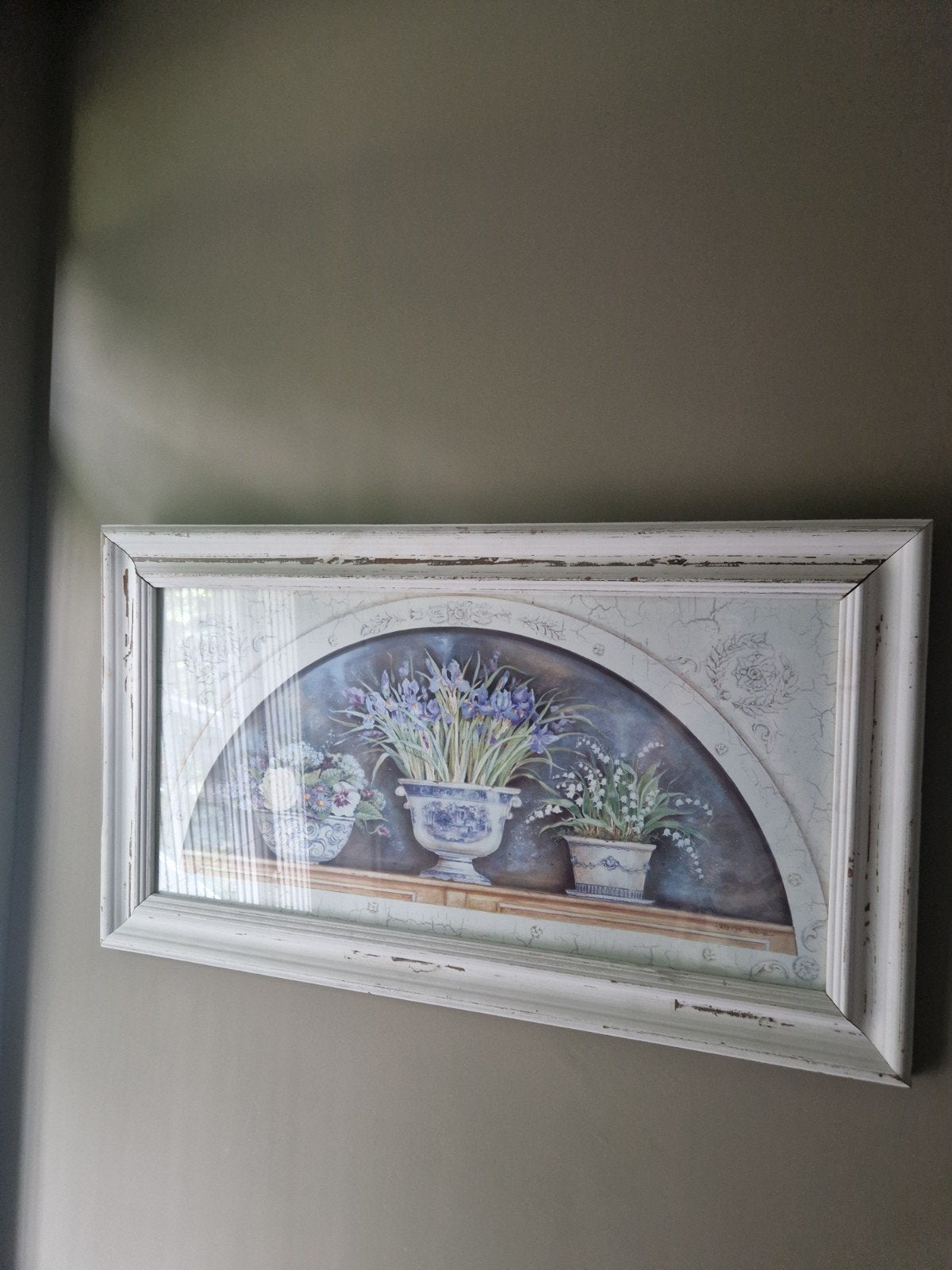 Schilderij met bloemen in potten, landelijke stijl, Ophalen, Zo goed als nieuw, Schilderij, 75 tot 100 cm