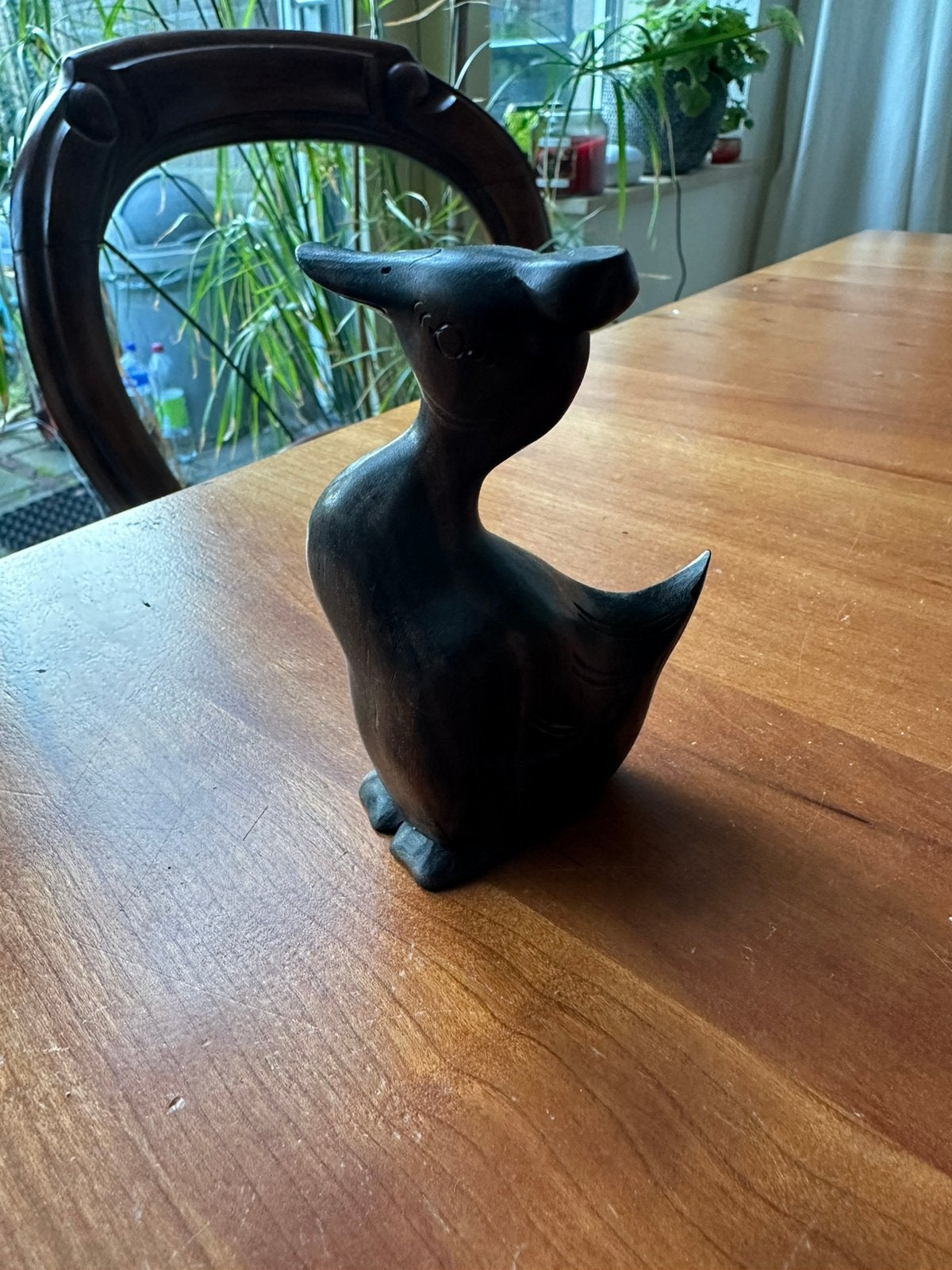 Vintage handgesneden houten eendje, Antiek en Kunst, Houtsnijwerk, Minder dan 20 cm, Ophalen of Verzenden, Handgemaakt