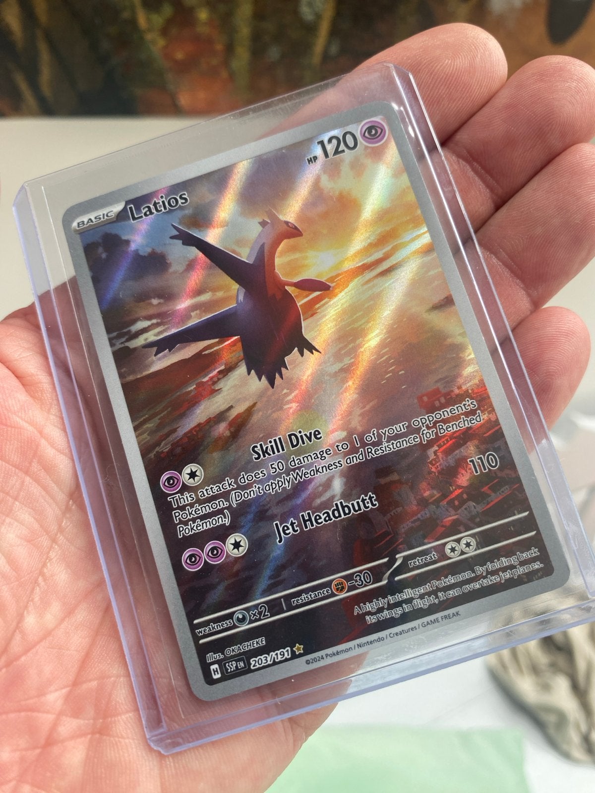 Pokemon kaart Latios 203/191 Surging Shores Foil, Ophalen of Verzenden, Zo goed als nieuw, Losse kaart, Foil