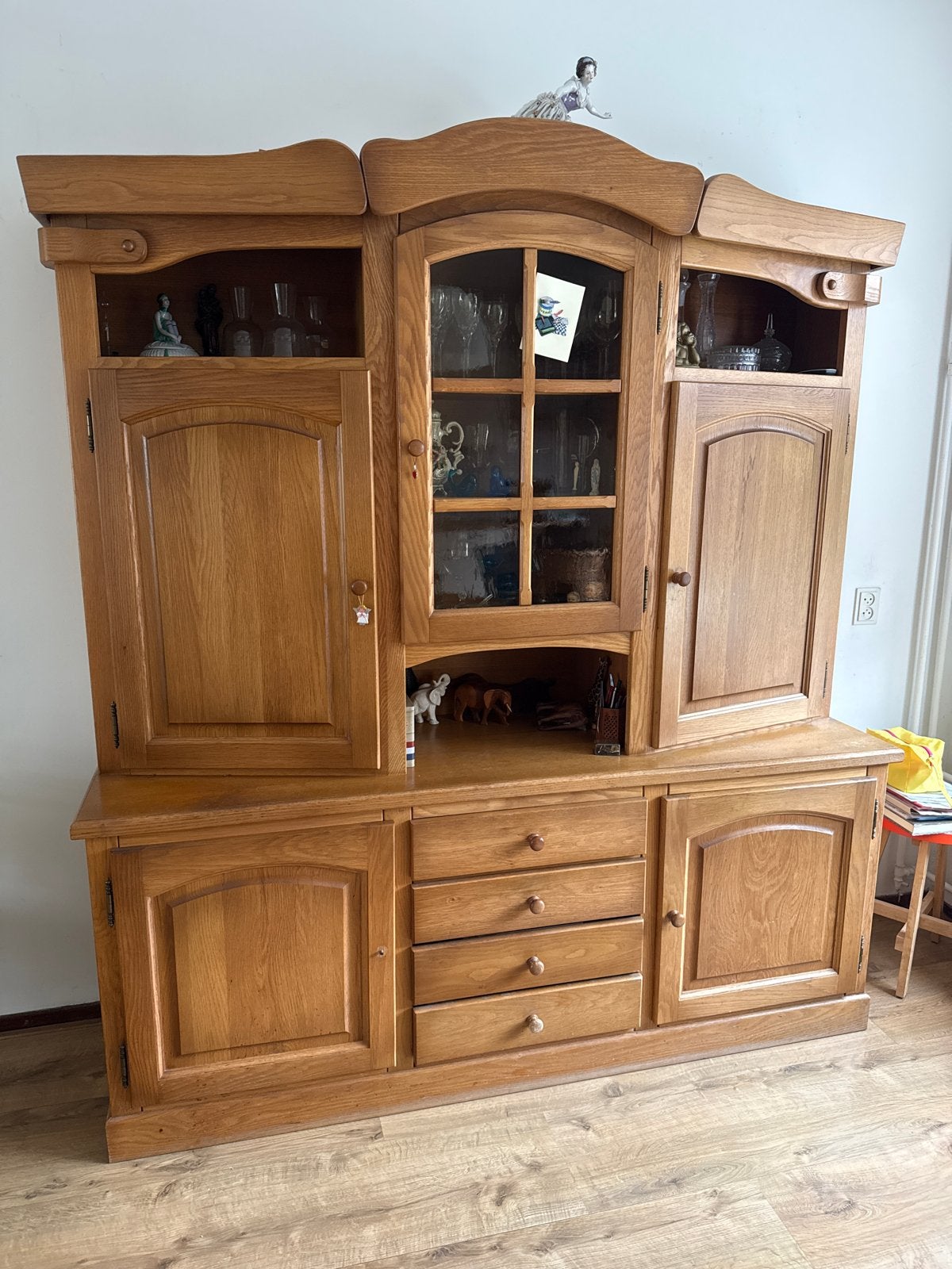 Lichte eiken wandmeubel - 183x52x205 cm, Ophalen, Gebruikt, 150 tot 200 cm, Eikenhout
