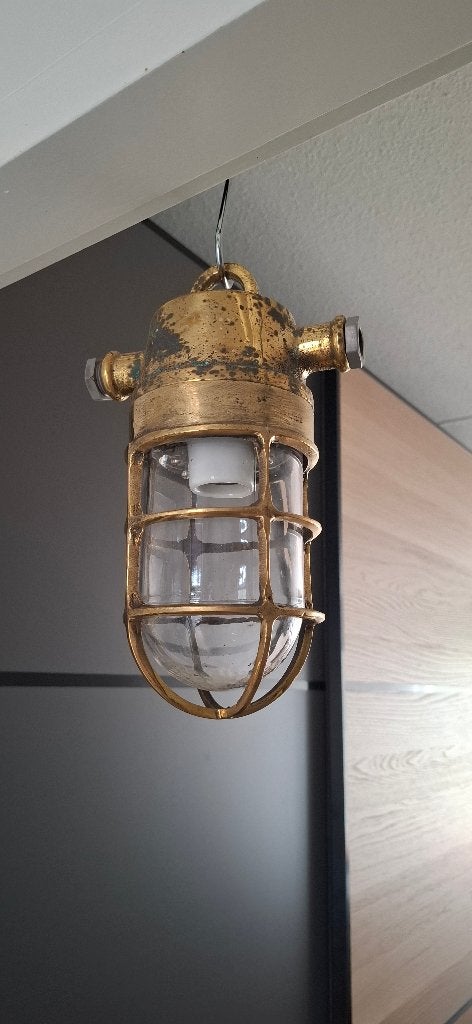 Vintage Messing Marinelamp / Kooilamp Zwaar EX US Army, Ophalen of Verzenden