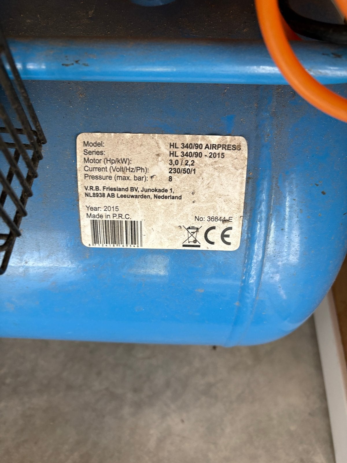 Airpress HL340/90 Compressor, Ophalen, Gebruikt, 6 tot 10 bar, 25 tot 100 liter