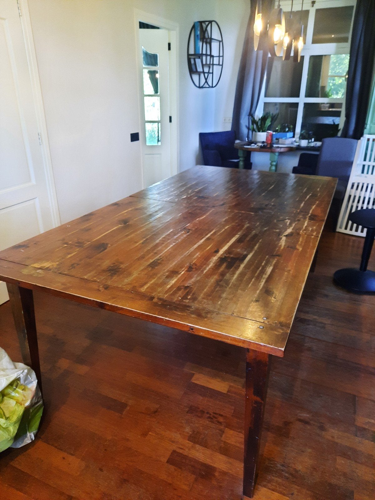 (Kersen)houten eettafel, verlengbaar, groot, Ophalen, Gebruikt, 200 cm of meer, 50 tot 100 cm