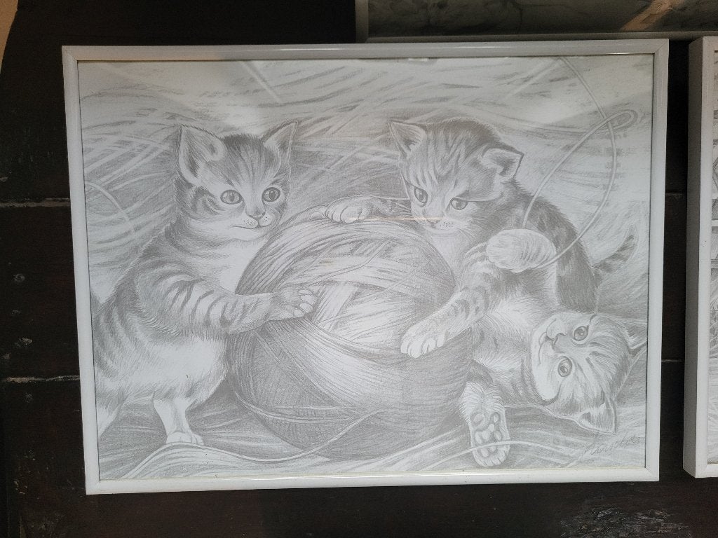 Originele tekeningen van katten, Minder dan 50 cm, Tekening, Ophalen of Verzenden, Zo goed als nieuw