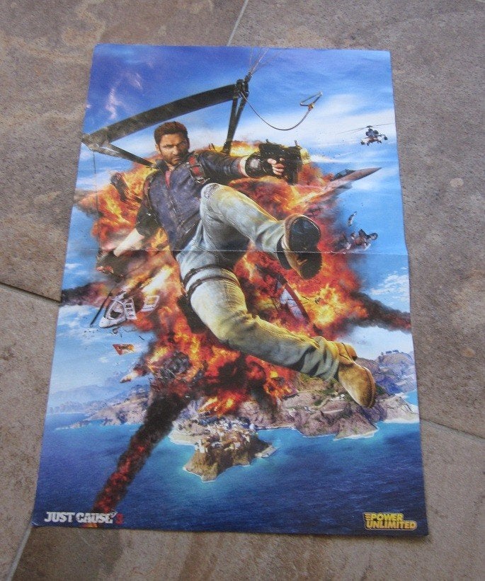poster just cause 3 45x30 cm phantom pain metal gear solidy, Ophalen of Verzenden, A1 t/m A3, Overige onderwerpen, Rechthoekig Staand