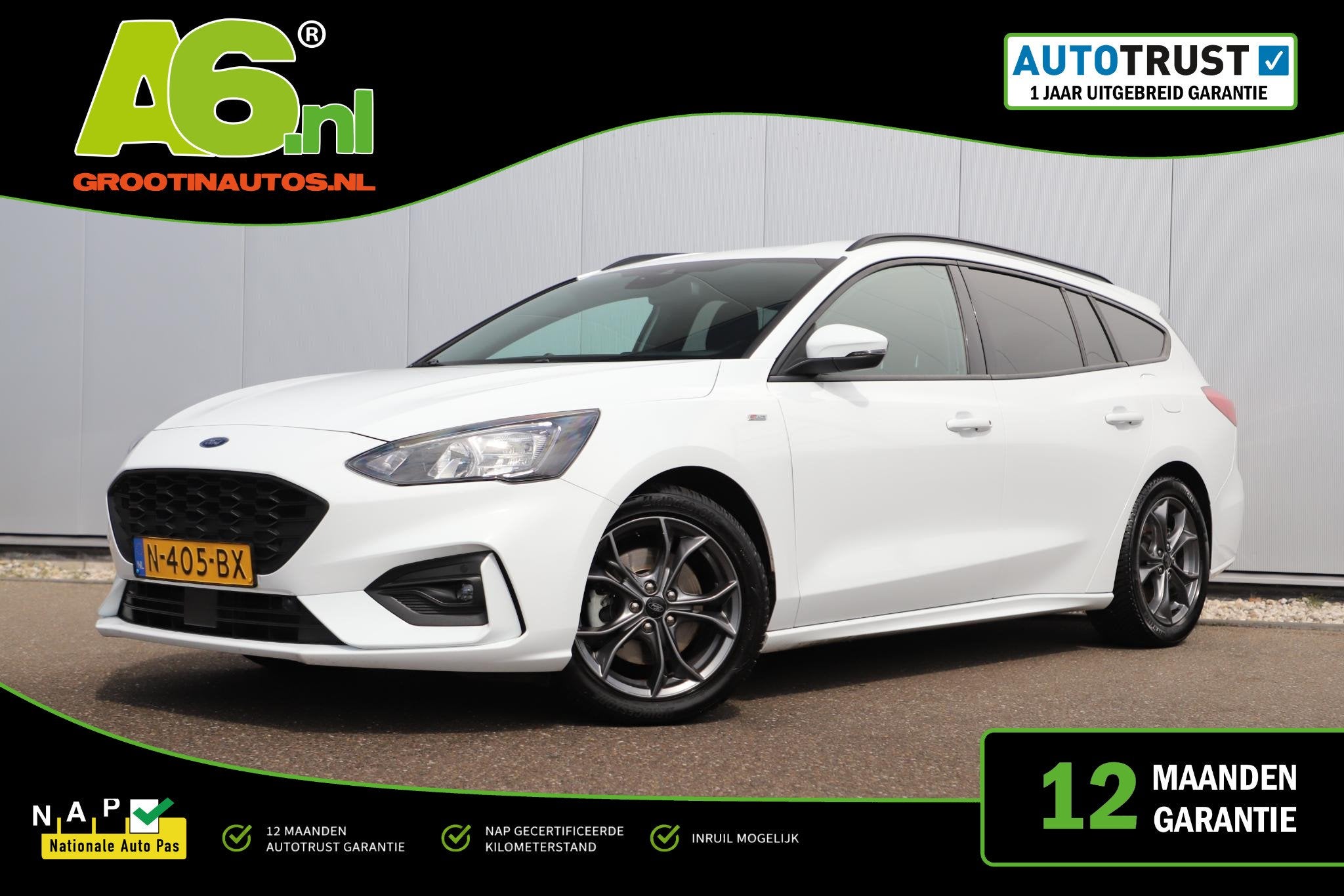 Ford Focus Wagon 1.0 EcoBoost Hybrid ST Line Business Trekha, Lane Keeping Assist, Euro 6, Met garantie (alle), Wit