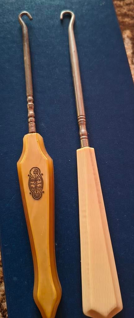 Vintage knopenhaak en schoenlepel set, Ophalen of Verzenden