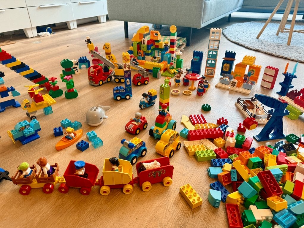 Duplo - 8 kilo prachtig lego duplo in handige speelzak, Ophalen, Overige thema's, Compleet, Zo goed als nieuw