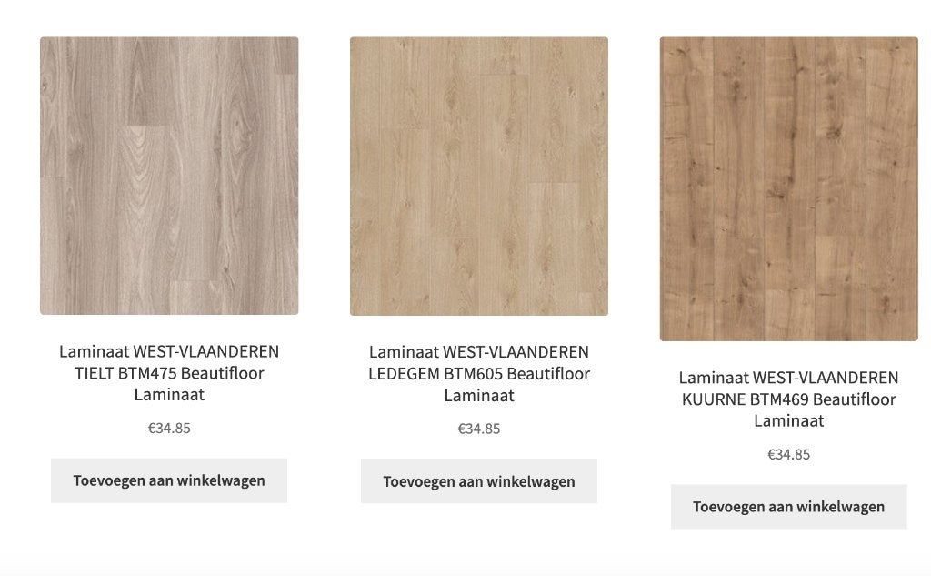 Beautifloor Laminaat West-Vlaanderen Tielt - minimaal 80m2!, Ophalen, 50 tot 150 cm, Zo goed als nieuw, 10 m² of meer