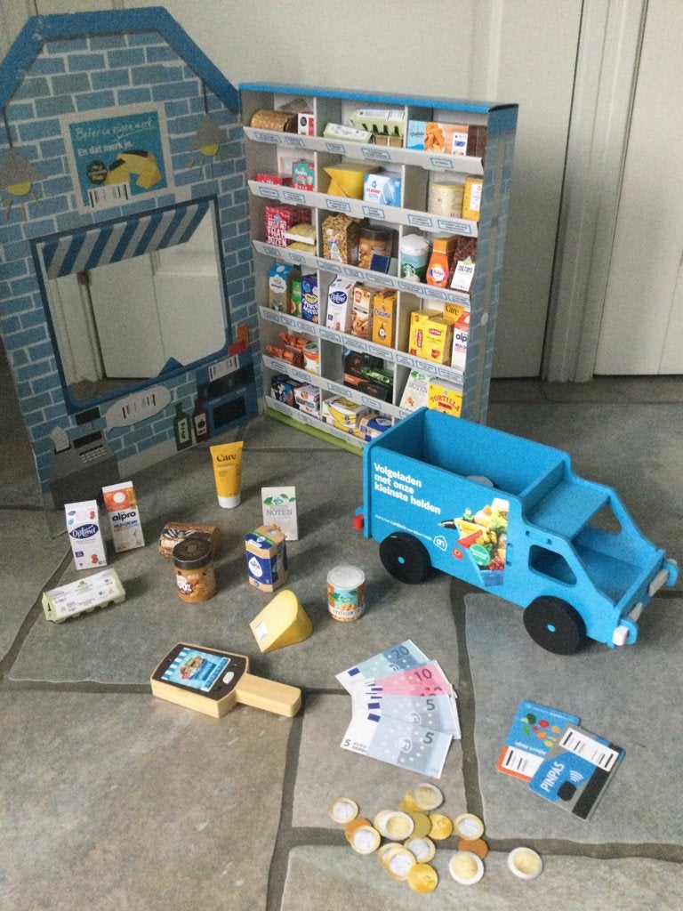Albert Heijn winkeltje, scanner, geld, vrachtwagen compleet!, Ophalen, Zo goed als nieuw, Jongen of Meisje