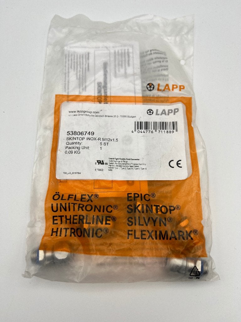 Lapp 53806749 Wartel M12 RVS 5 stuks Nieuw OVP, LAPP Benelux B.V. Van Dijklaan 16, 5581 WG Waalre info@lapp.com, Overige typen