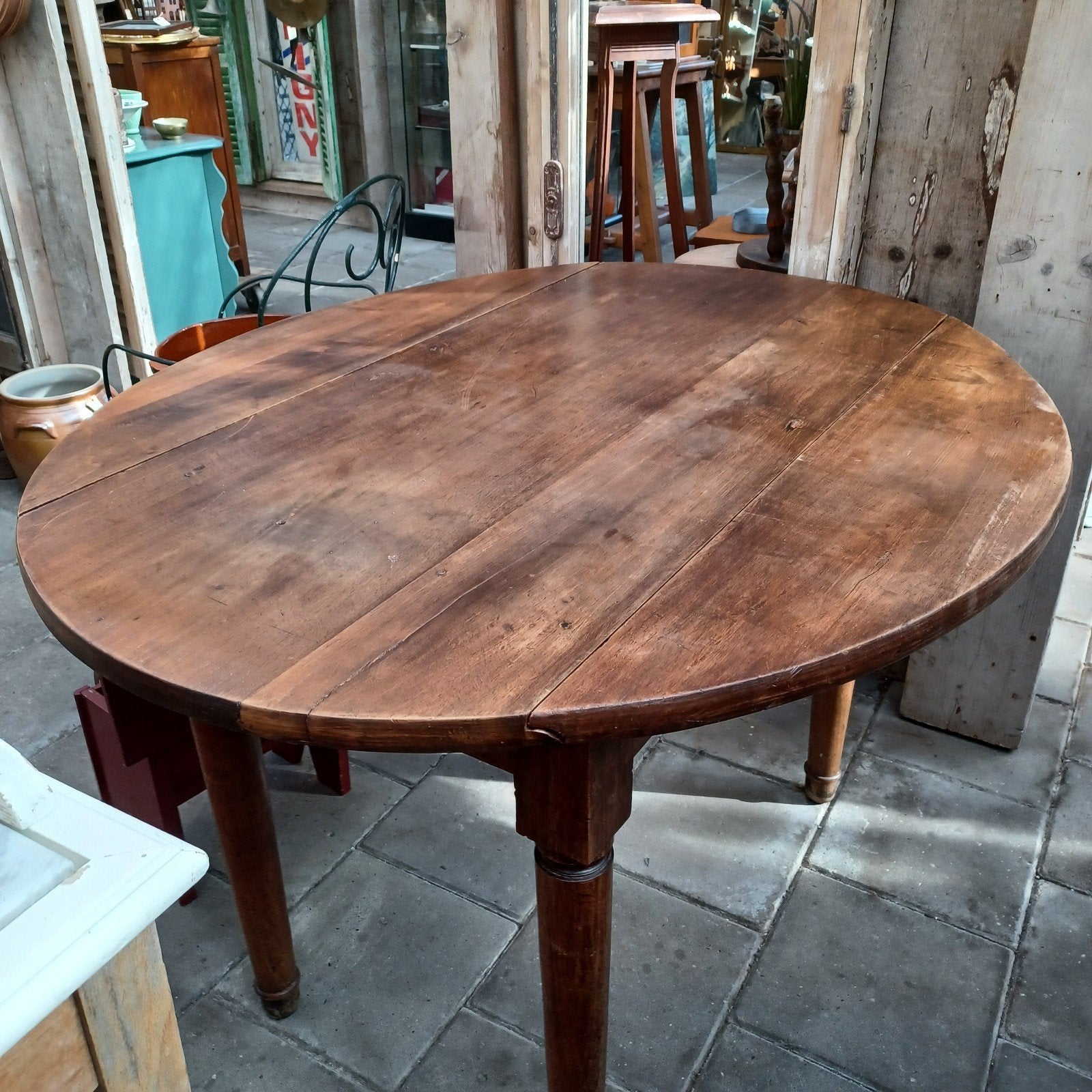 Franse ovale oor-tafel/tafel/eettafel/Brocante tafel, Ophalen