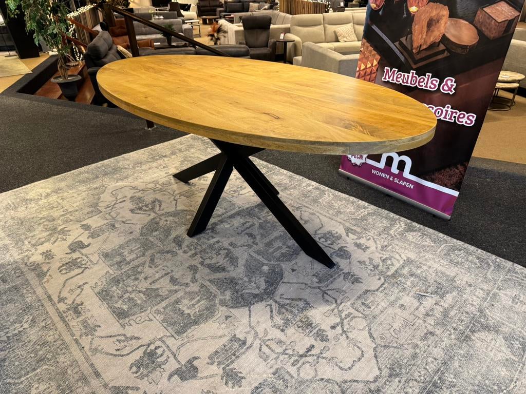 Foto 3 van Eettafel ovaal 180 Vlak tafelblad Mango Direct leverbaar7412