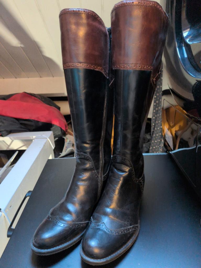 JJ Footwear lederen rijlaarzen / ruiterserie – Zwart/Bruin, Kleding | Dames, Schoenen, Ophalen, Hoge laarzen, JJ Footwear, Zwart
