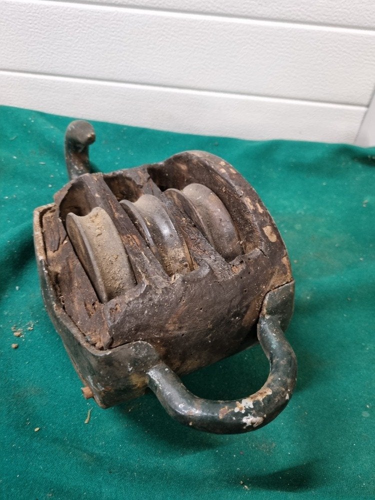 scheepskatrol antiek trippel hijsblok, Ophalen of Verzenden, 'T Olde Gre-j, Info@toldegrej.nl, Endepoelstraat 20f Didam