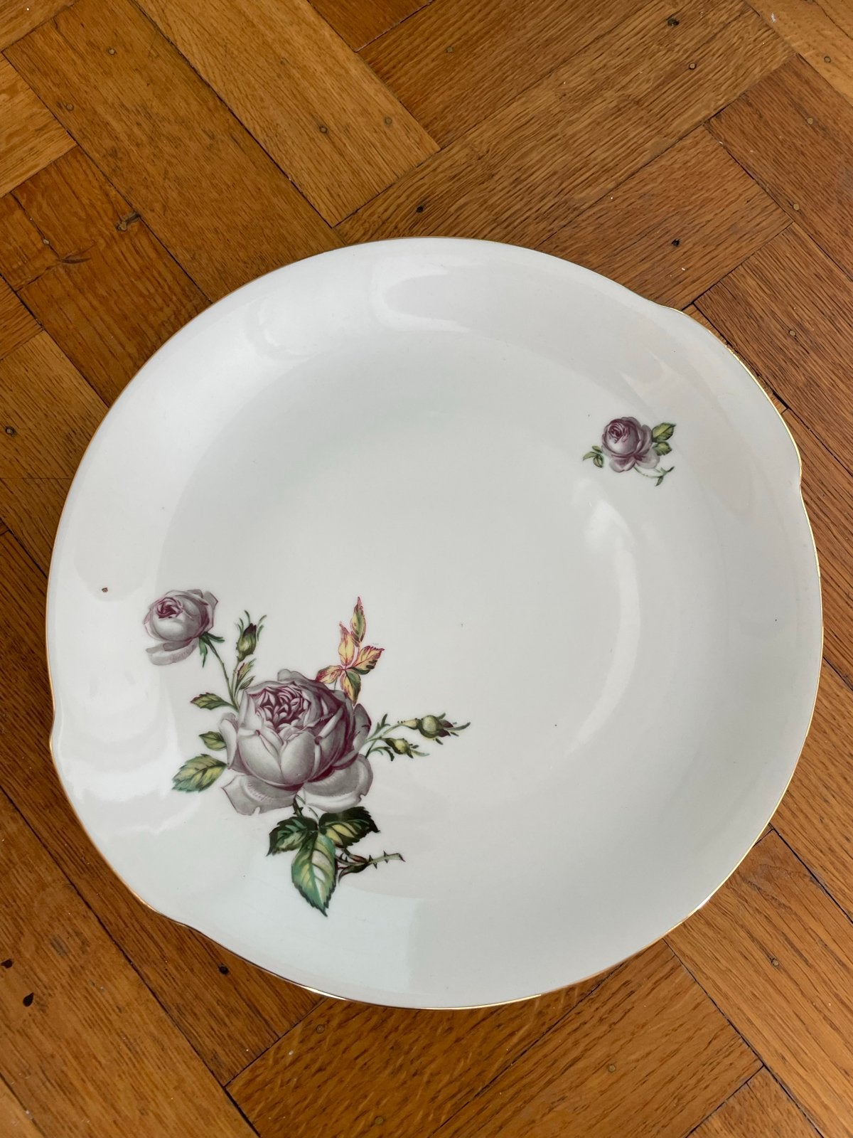 Gebaksbordjes met rozenprint - Vintage, Ophalen, Gebruikt, Vintage, Bord(en)