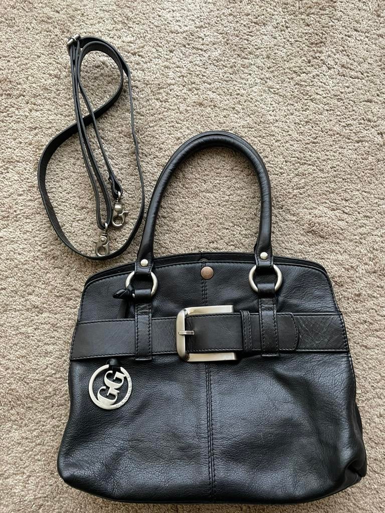 Leren Tas Gio Gini., Verzenden, Gebruikt, Zwart