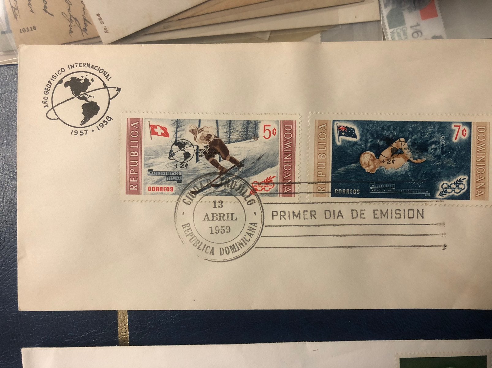228 Dominica FDC sport 1959, Ophalen of Verzenden, Envelop