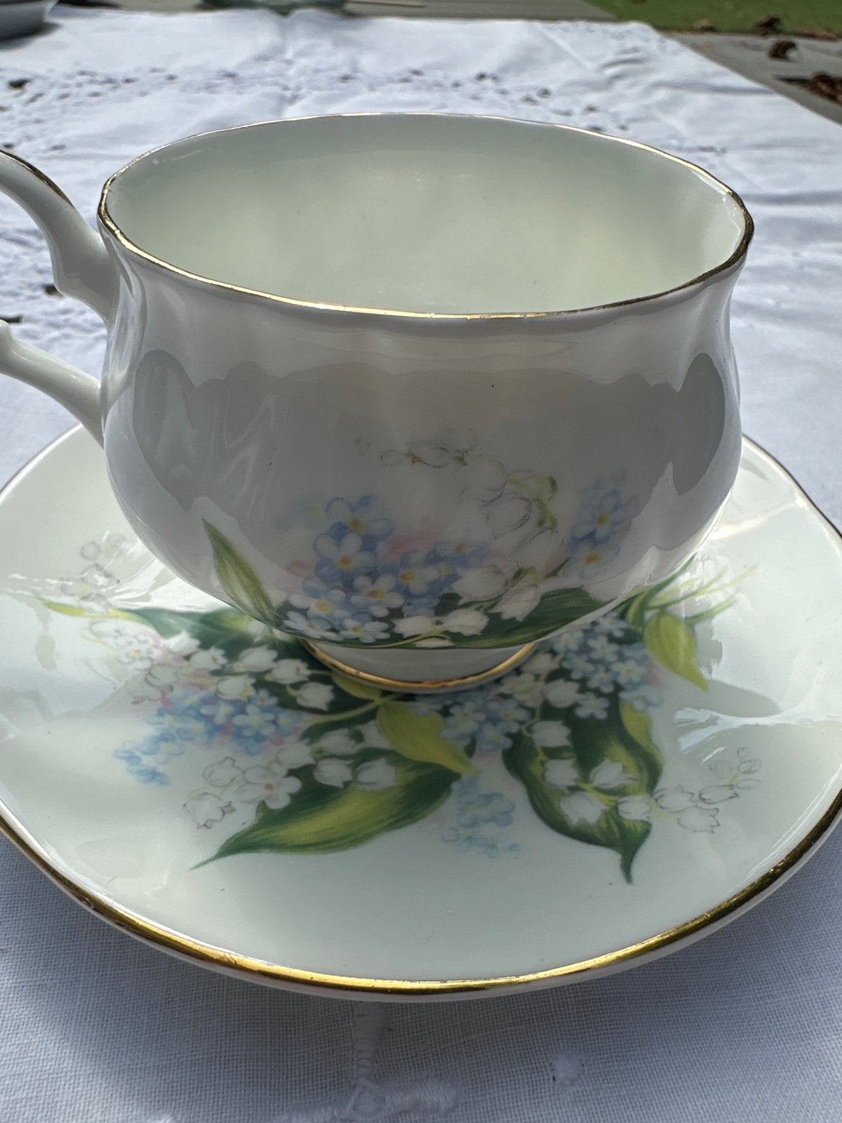 Vintage Springfield Bone China Kop en Schotel Lelietje-van-d, Ophalen of Verzenden