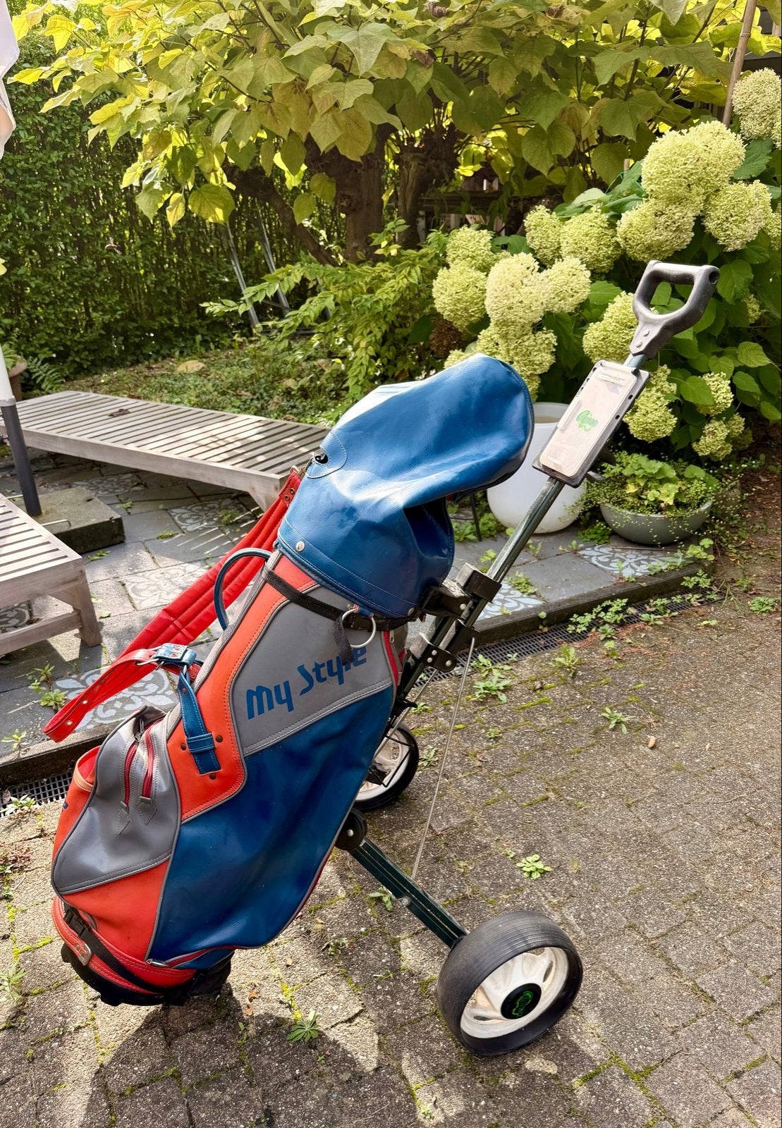 Golf trolley met tas, Ophalen, Gebruikt, Golfkar, Overige merken