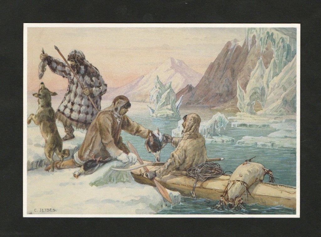 Ansichtkaart Schoolplaat Eskimo's op Jacht, Jetses., Ophalen of Verzenden, 1980 tot heden, Ongelopen, Politiek en Historie