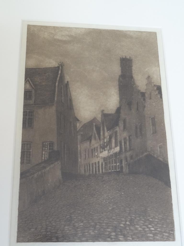 ets straatje Brugge voor 1918, Omer Coppens 1864-1926, Antiek en Kunst, Verzenden