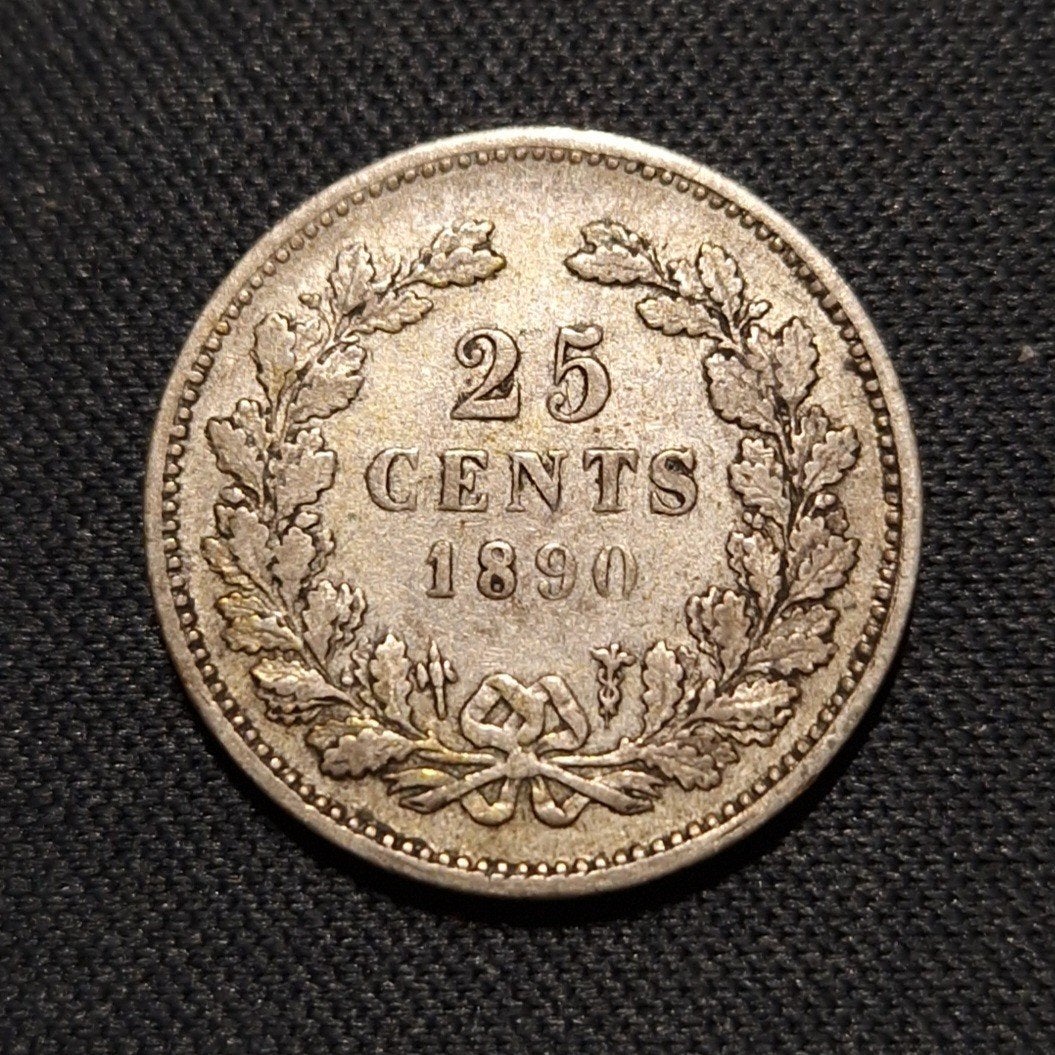 25 cent 1890, Koning Willem III, Verzenden, Zilver, 25 cent