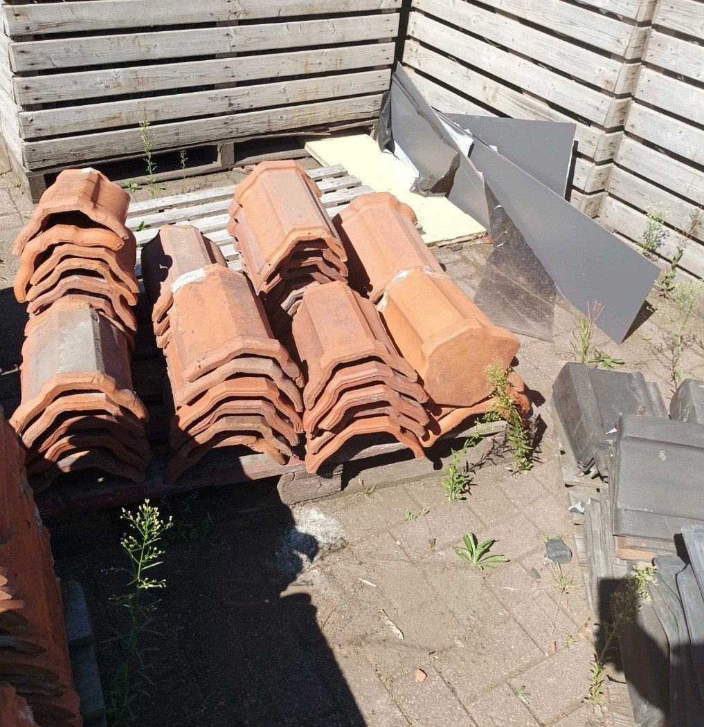 200 mulden nokvorsten - vorsten - nokpannen - oranje, Gebruikt, Steen of Klei, Ophalen of Verzenden, Minder dan 5 m²