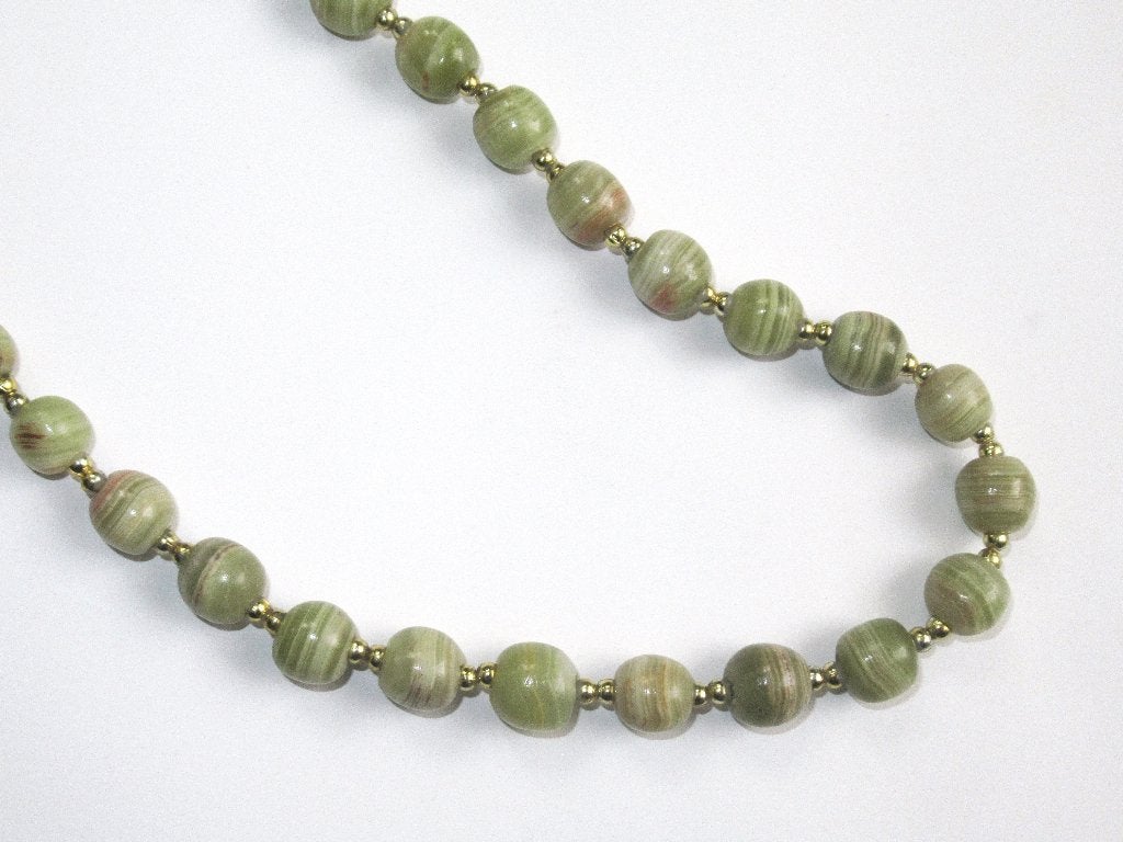 Retro natuurlijke onyx collier, 55 cm, Overige kleuren, Ophalen of Verzenden, Zo goed als nieuw, Steen of Mineraal