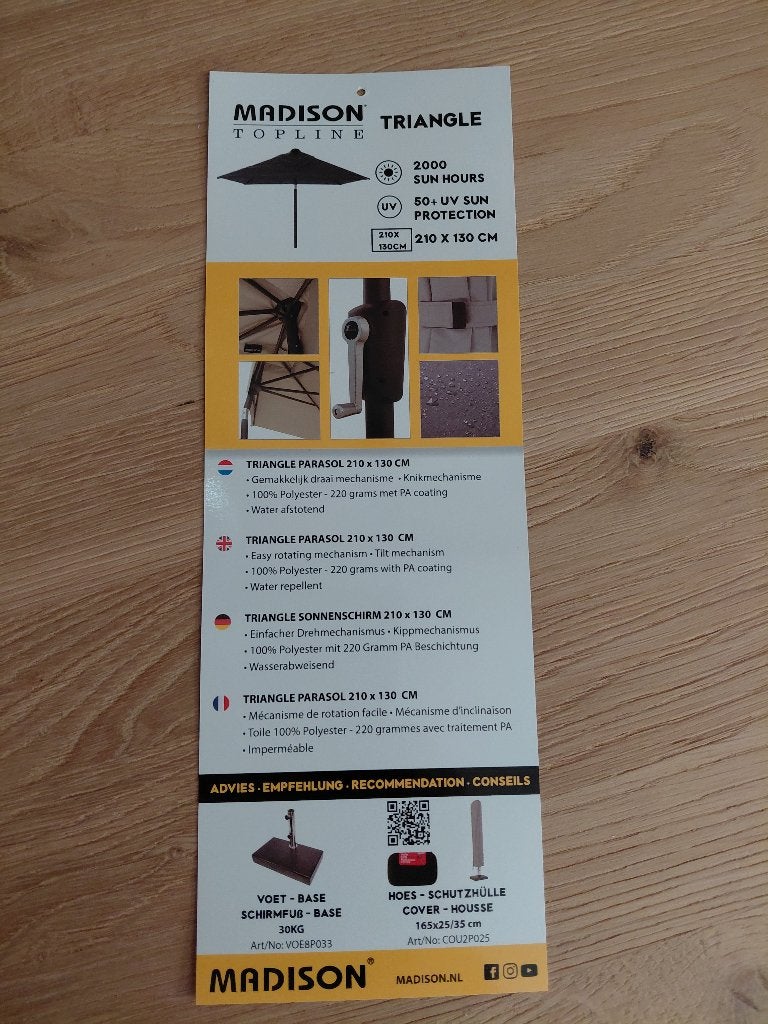Parasol, Ophalen, Kantelbaar, Overige typen, Nieuw