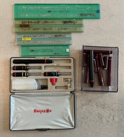 Rotring pennenset met sjablonen, Ophalen, Gebruikt, Overige typen