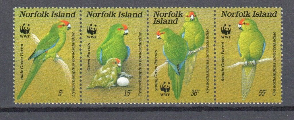 WWF set postzegels van de Norfolkparkiet, Ophalen of Verzenden, Postfris, Dier of Natuur
