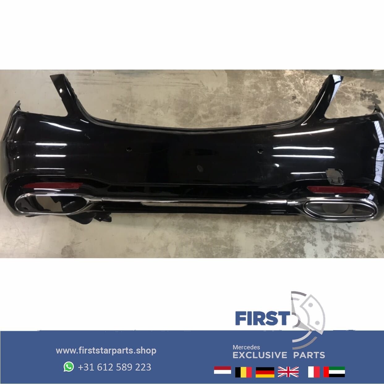 W222 FACELIFT AMG ACHTERBUMPER S Klasse 2017 ZWART origineel, Gebruikt, -, Voor, Ophalen of Verzenden