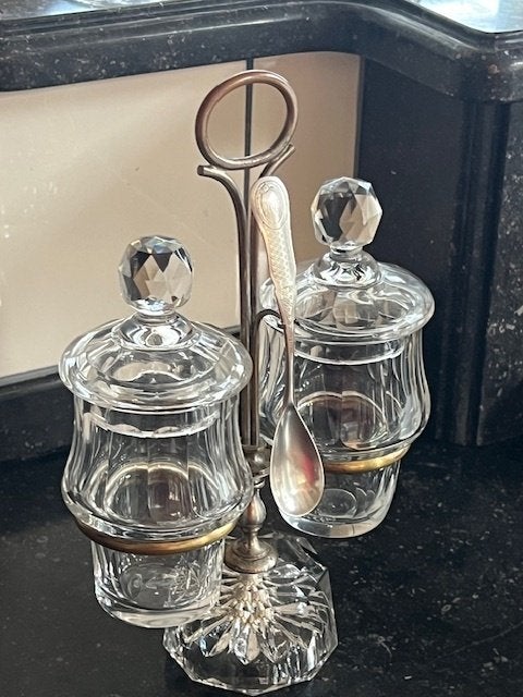 JAM/MARMELADESET IN HOUDER, OF ZUURSTEL +ZILVEREN LEPEL, Verzenden