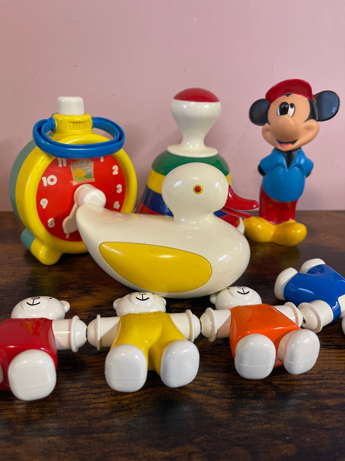 Vintage Tomy Speelgoed Set: Mickey, Eend, Rammelaars, Antiek en Kunst, Antiek | Speelgoed, Ophalen of Verzenden