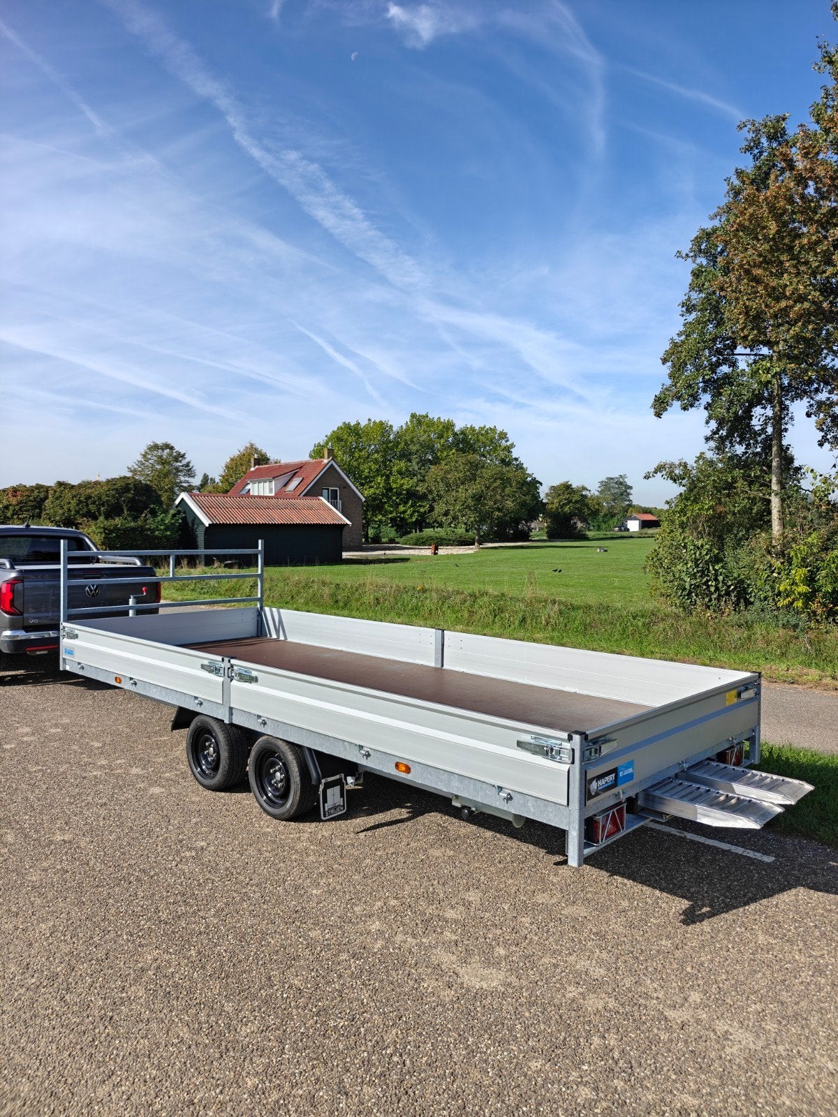 Demo Hapert plateau aanhanger 5x2 3500KG Parabool+ rijplaten, Auto diversen, Ophalen of Verzenden, Zo goed als nieuw
