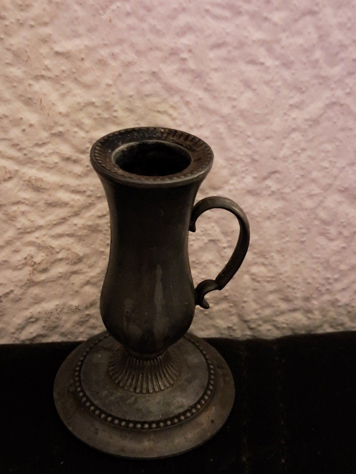 Vintage Tinnen Kandelaar met Handvat - 10 cm Hoog, Ophalen of Verzenden, Overige materialen